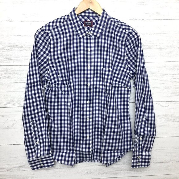 New UNTUCKit Women's Shirt Navy Blue & White Gingham Belleza Button Up size 4 - Picture 8 of 8